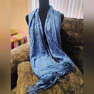 Colleens Collectables Lightweight Blue Fringe Scarf